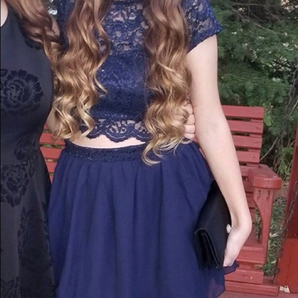 Navy blue two piece homecoming dress. Worn once!